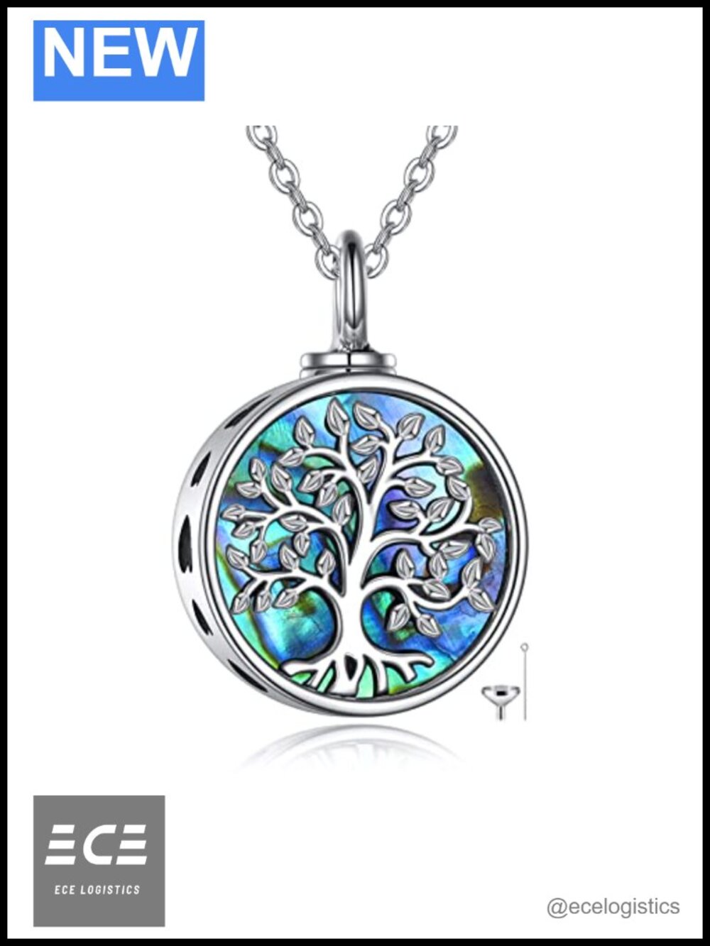 Sterling Silver Tree of Life Urn Necklace Cremation Jewelry Pendant for Ashes